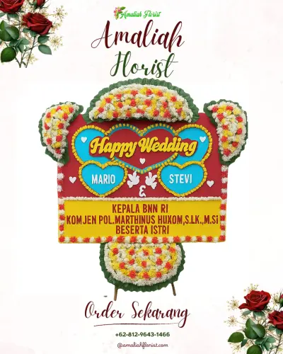 Karangan Papan Bunga Pernikahan di Simpang